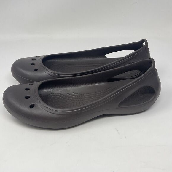 Crocs Kadee Shoes Womens 10 Brown Ballet Flats Casual Comfort Slip On Light - Picture 4 of 14